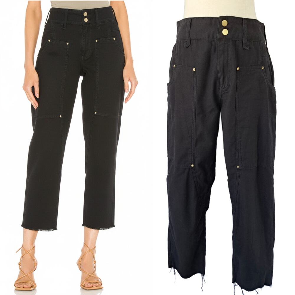 FRAME Twisted Utility Crop Pants Size 29 in Washed Black High Waist Casual